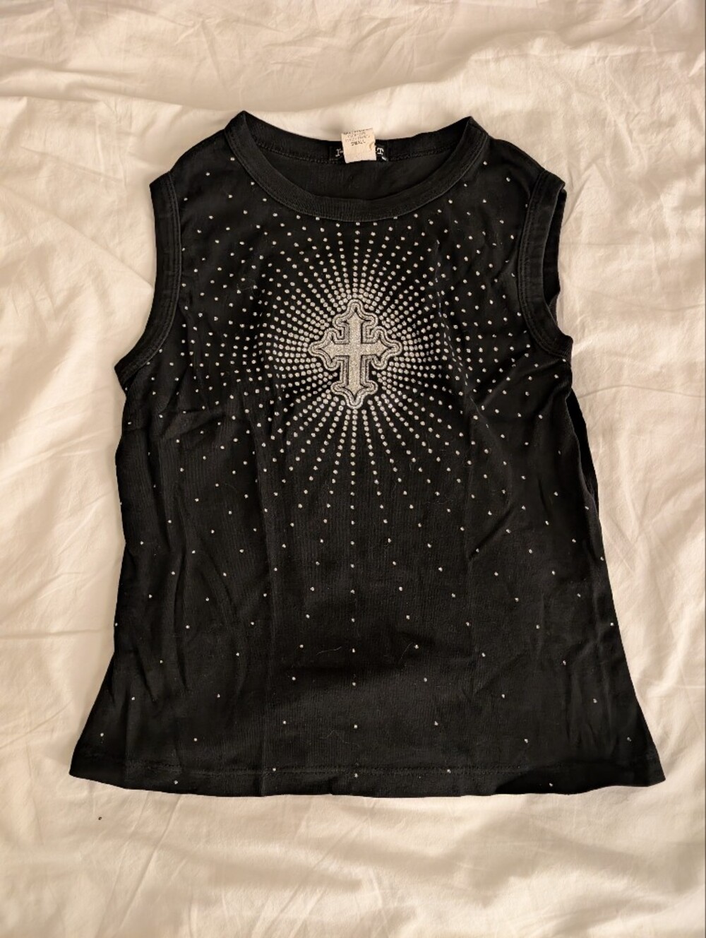 Y2K D. Eight Metallic Silver Cross Sleeveless Shirt